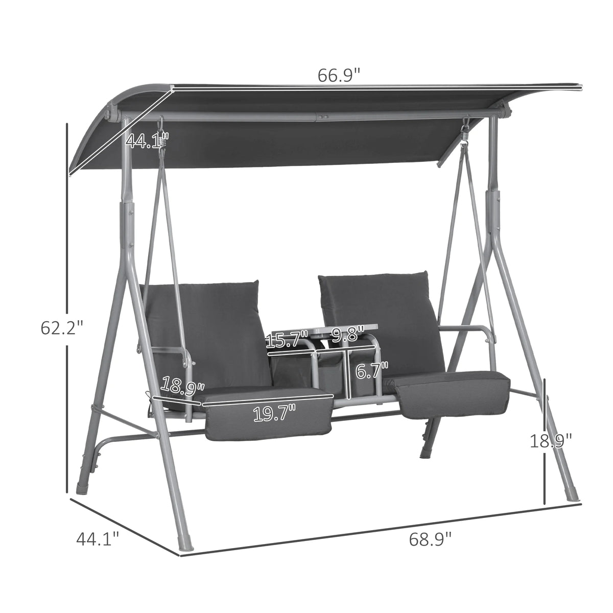 Outsunny Outdoor Swing Chair With Canopy For Patio And Garden