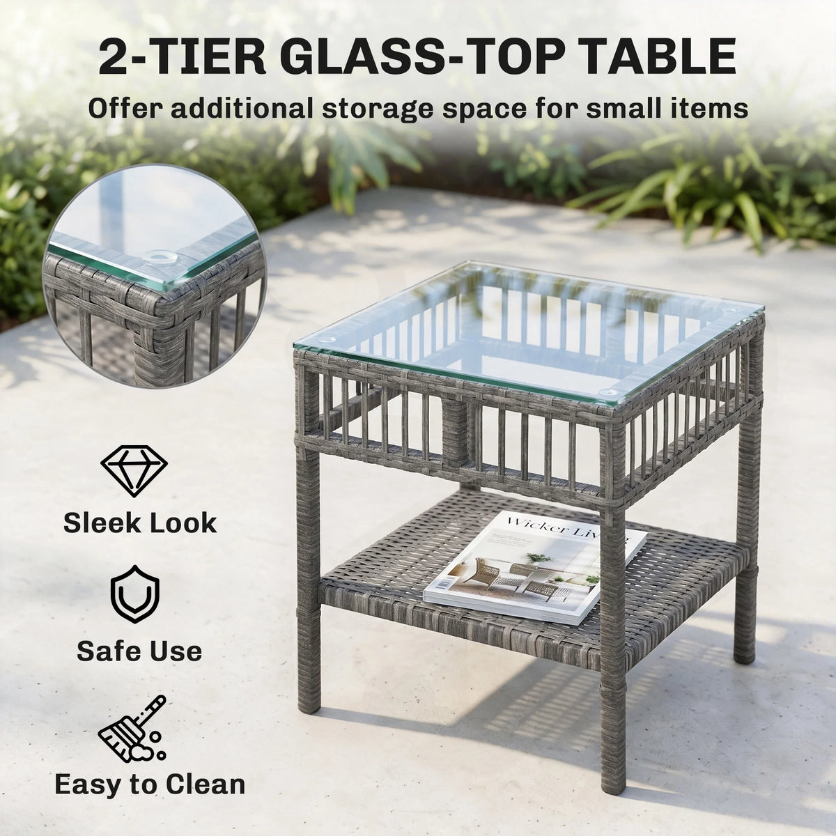 Outsunny 3 Piece PE Rattan Outdoor Patio Seating Set