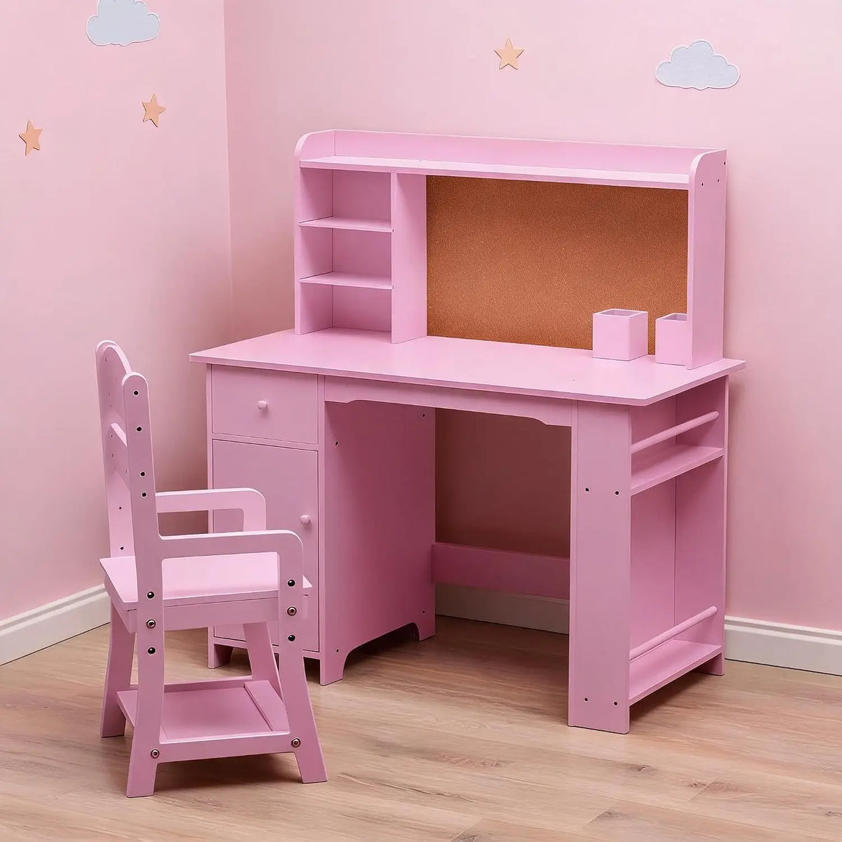 HiMISS Wooden Kids Desk And Chair Set With Storage