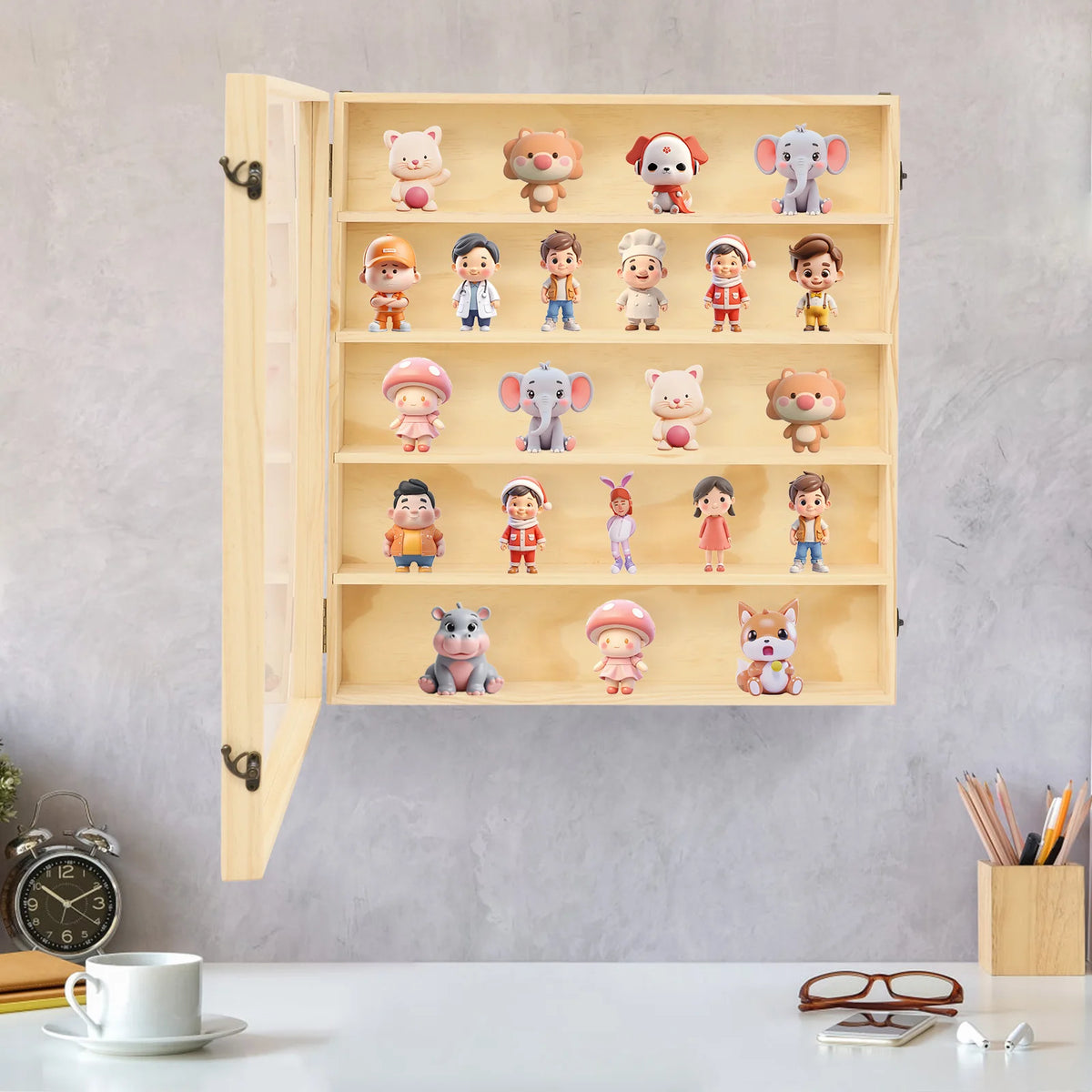 Bymaocar Wall Mount Wooden Display Cabinet For Collectibles