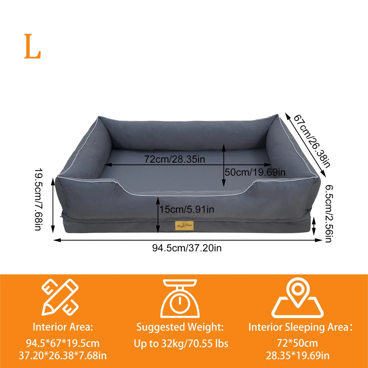 Bingopaw Orthopedic Dog Sofa Bed With Washable Cover