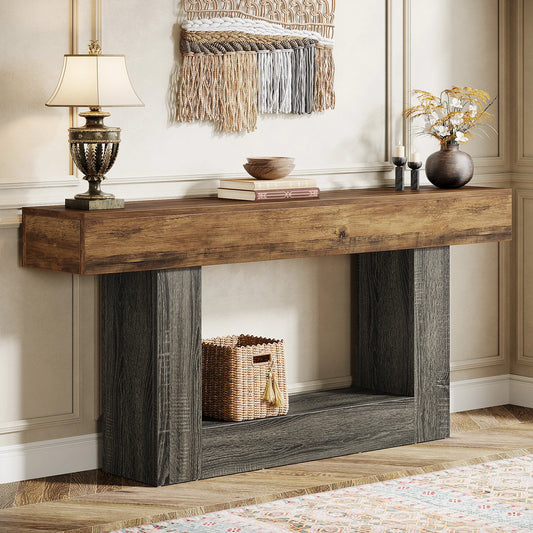 Tribesigns Farmhouse Wood Console Table With U-Shaped Base For Entryway