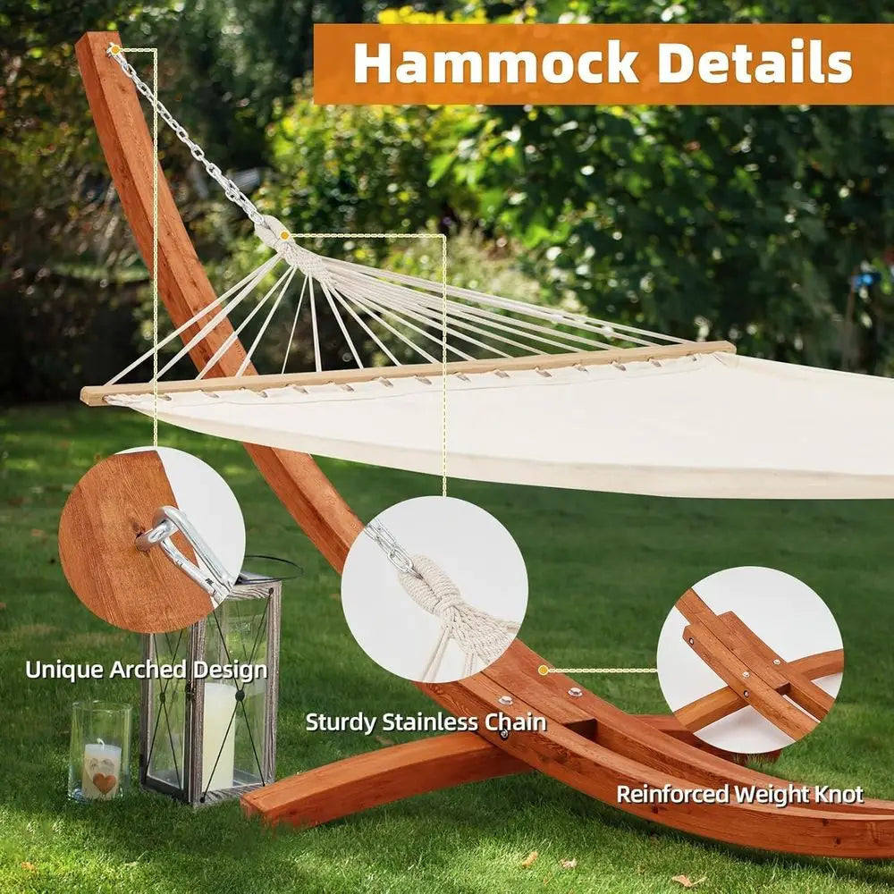 Heavy Duty Double Hammock With Stand For Patio And Garden
