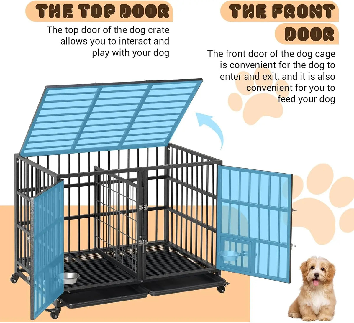 Anixol Heavy Duty Metal Dog Crate With Removable Divider Tray