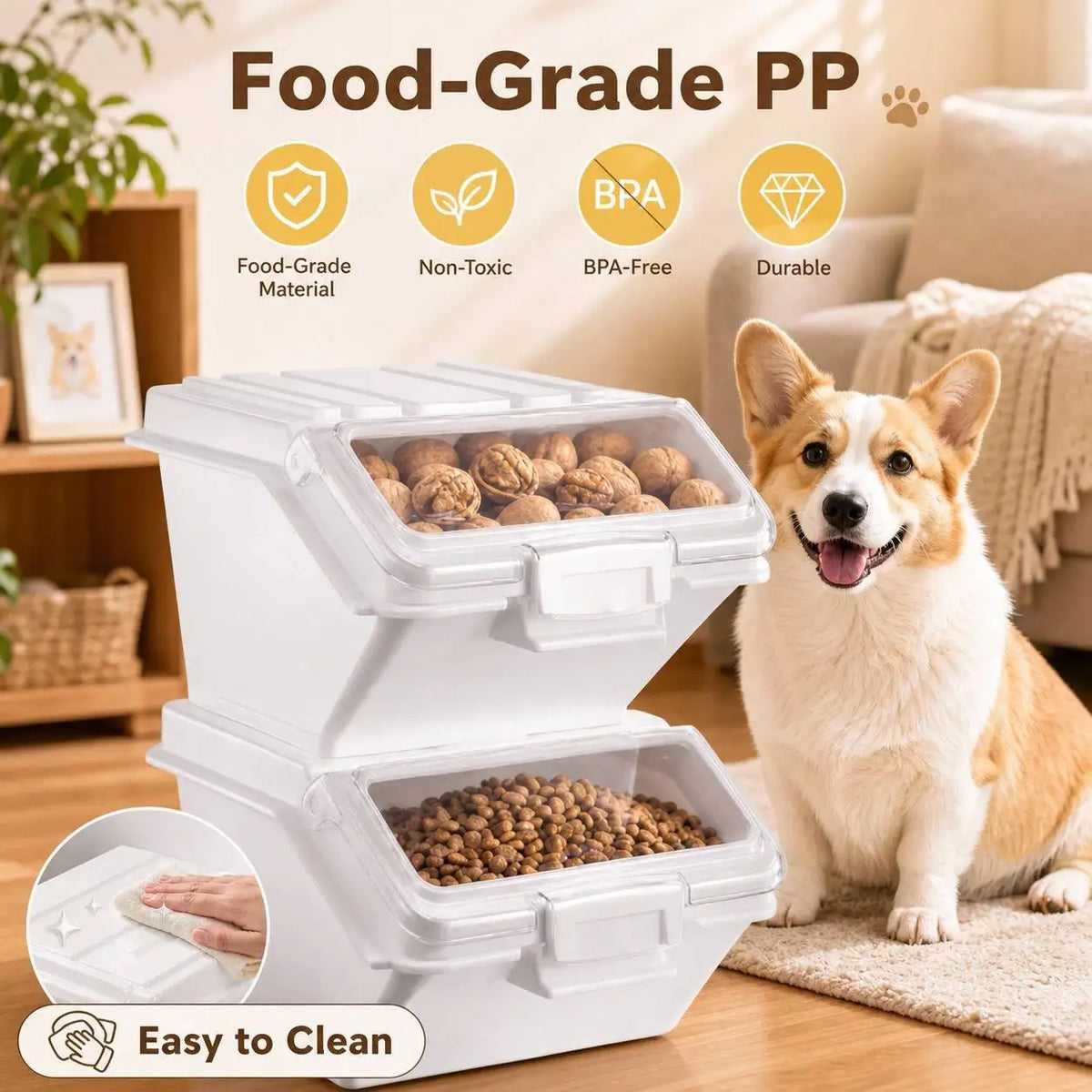 Airtight Dog Food Storage Container With Convenient Scoop