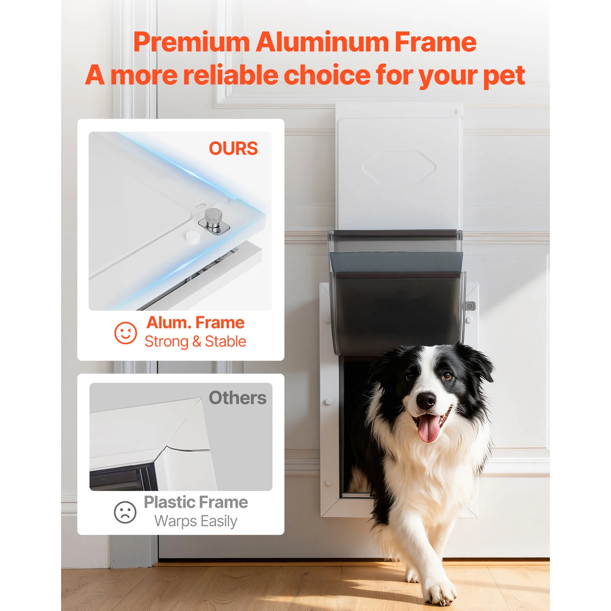 SucceBuy Weatherproof Metal Pet Door Featuring Dual Magnetic Flaps