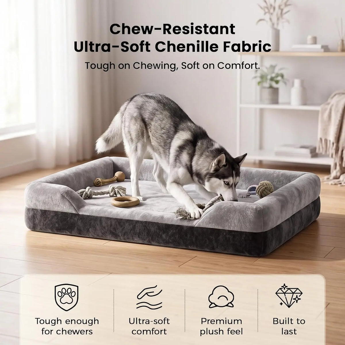 Orthopedic Cooling Gel Memory Foam Dog Bed With Washable Covers