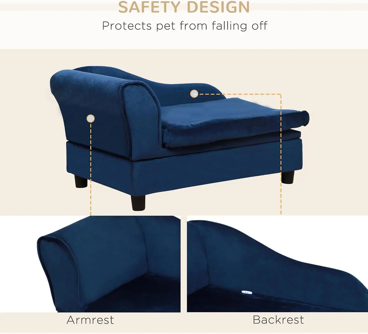 Modern Hidden Storage Dog Couch With Soft Foam For Pets
