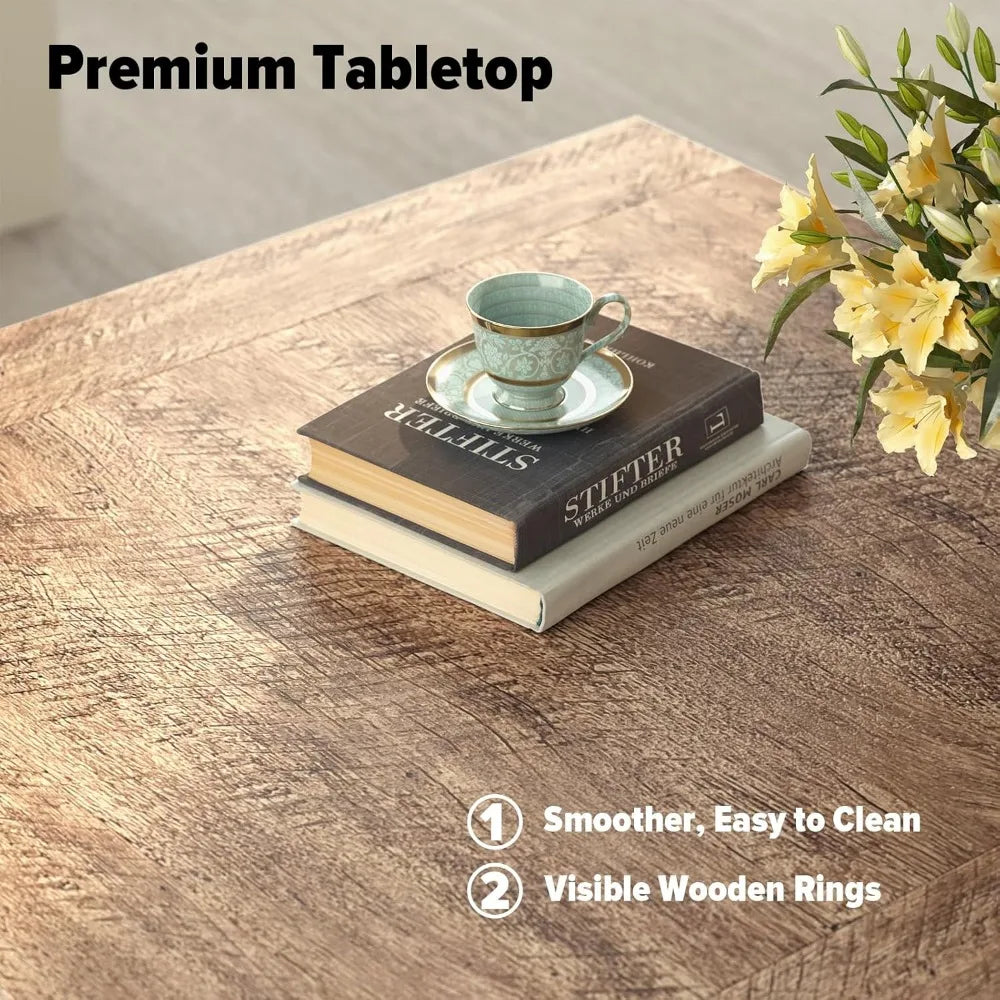 Rustic Square Wooden Coffee Table With Cross Leg Base Design