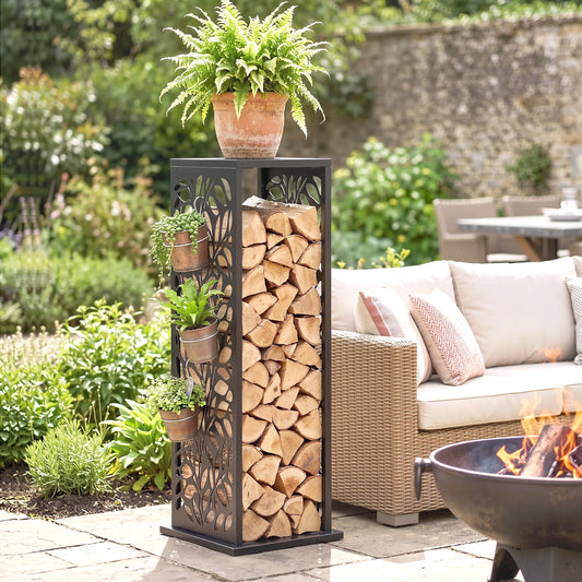 Decorative Metal Firewood Rack For Outdoor And Indoor