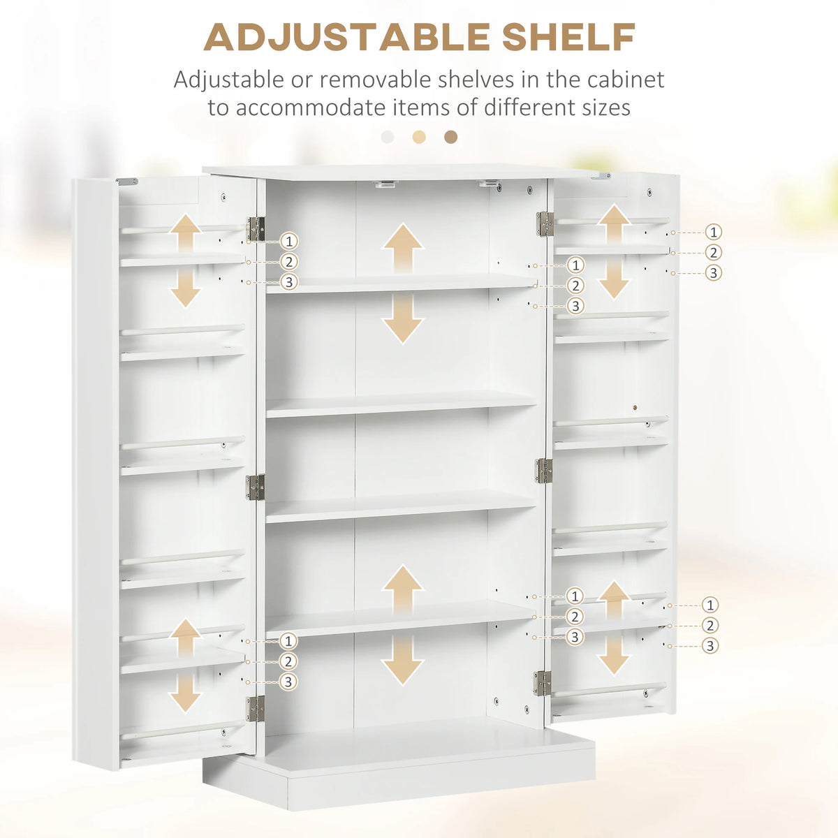 Homcom Modern Kitchen Pantry Cabinet With Double Doors Adjustable Shelves