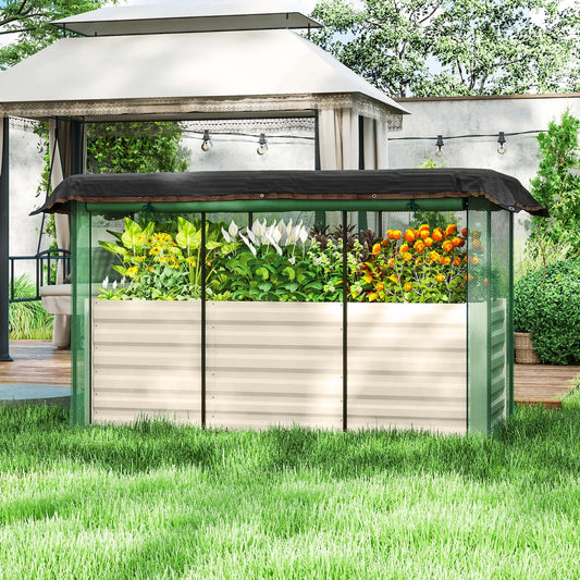 Galvanized Metal Raised Garden Bed With Crop Cage And Shade Cloth