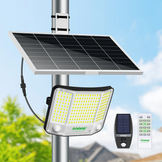 Intelamp Solar Street Flood Light With Dual Outdoor Motion Sensors