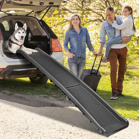 Foldable Dog Ramp For Vehicles With Secure Non Slip Surface