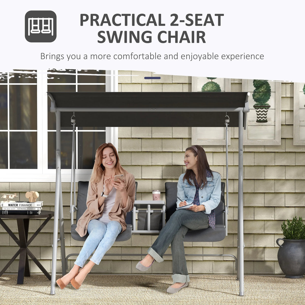 Outsunny Outdoor Swing Chair With Canopy For Patio And Garden