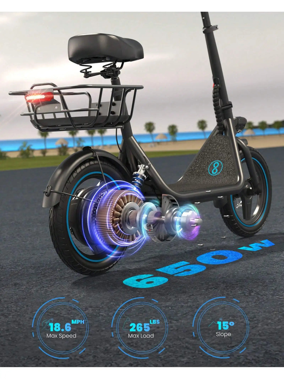 Gyroshoes 650W Adult Electric Scooter With Seat And Dual Suspension