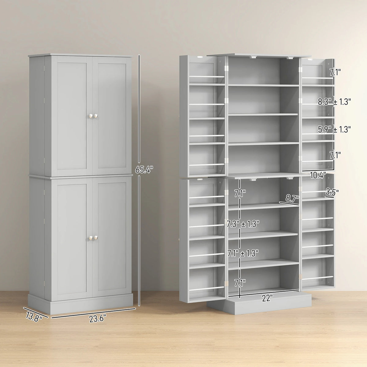 Homcom Freestanding Kitchen Pantry Cabinet With Adjustable Shelves