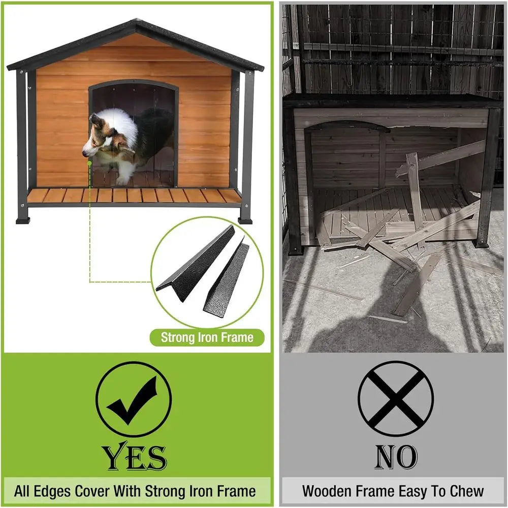 Heavy Duty Metal Wood Dog Kennel With Elevated Base