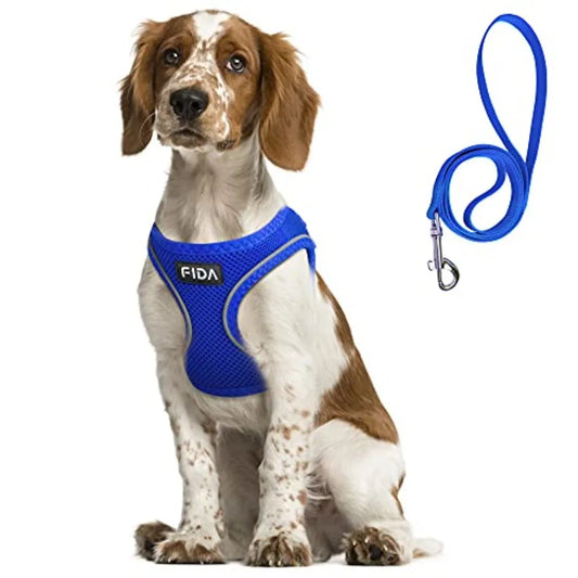 Adjustable Soft Mesh Dog Harness With Reflective Leash