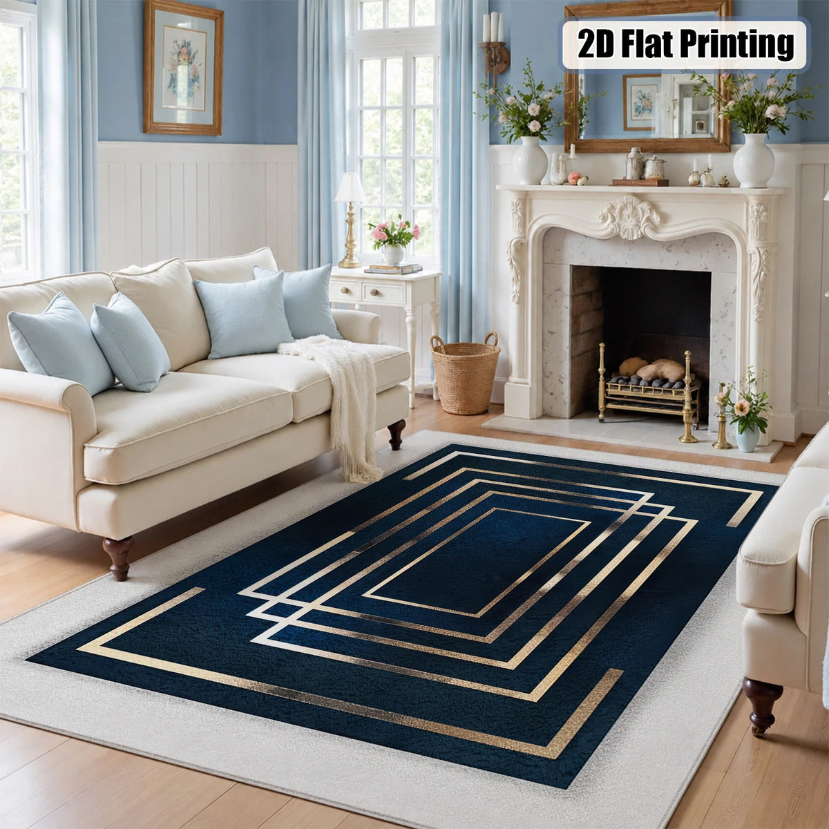 Machine Washable Soft Velvet Area Rug Non Slip Backing