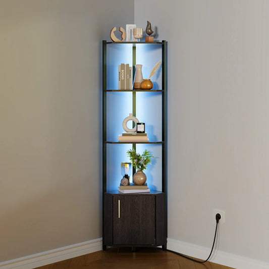 Modern Led Corner Shelf With Adjustable Wall Mount Lighting