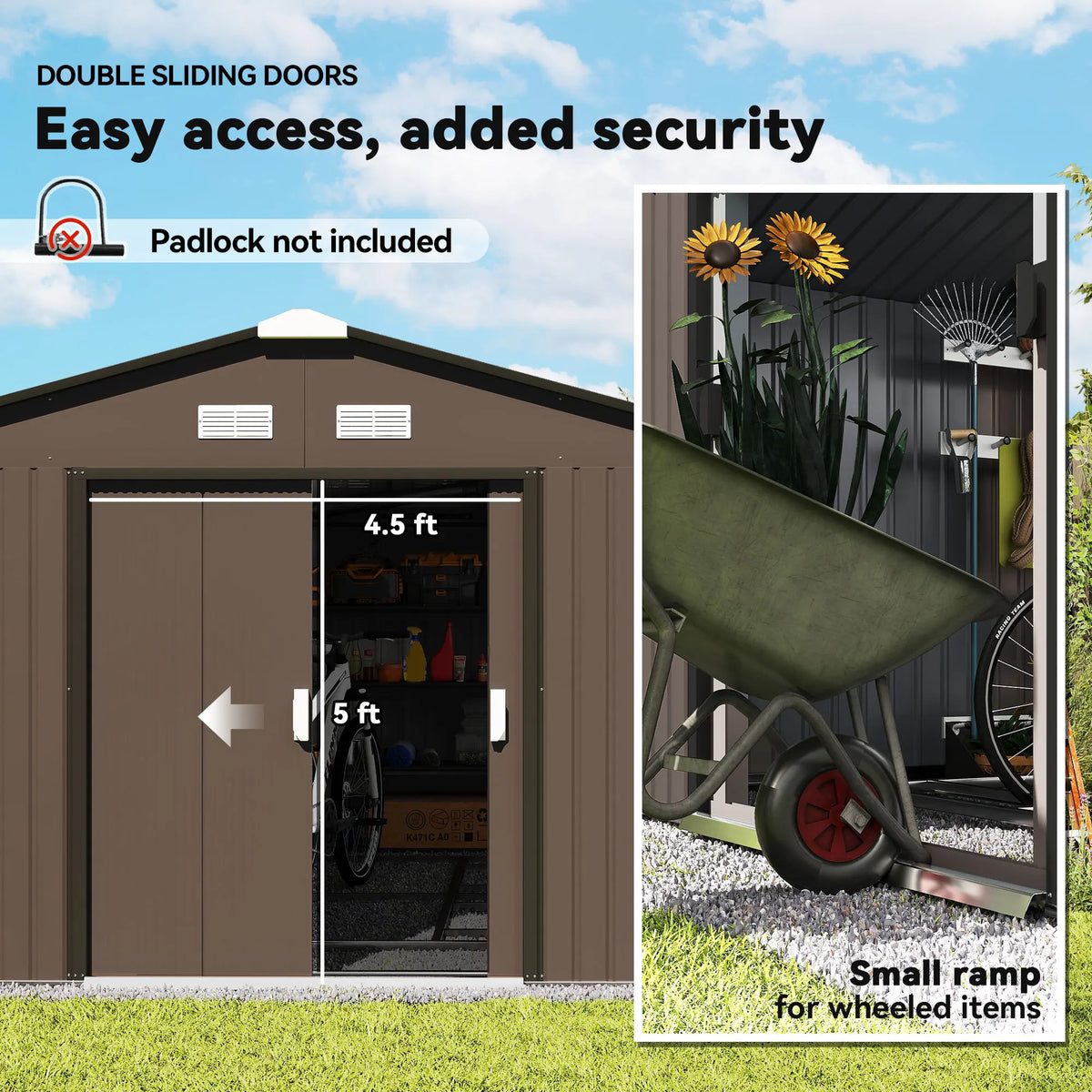 Outsunny Waterproof Outdoor Garden Steel Storage Shed