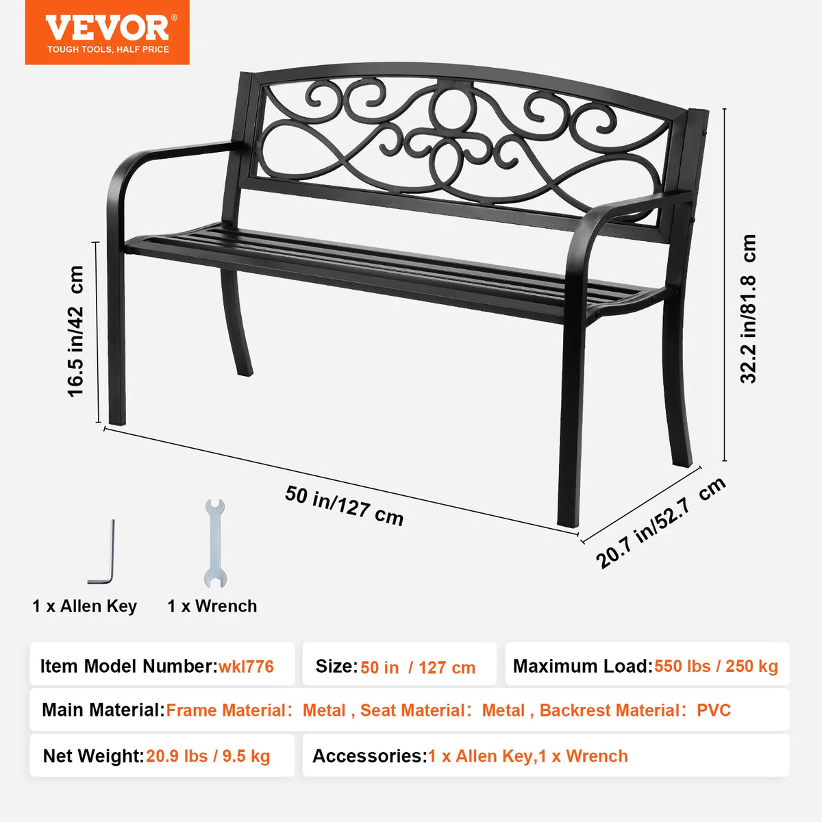 SucceBuy Modern Outdoor Garden Wooden Bench With Backrest