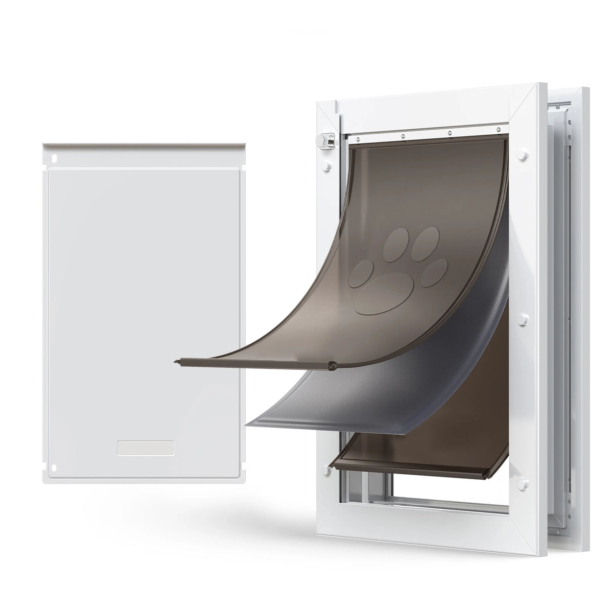 SucceBuy Weatherproof Metal Pet Door Featuring Dual Magnetic Flaps