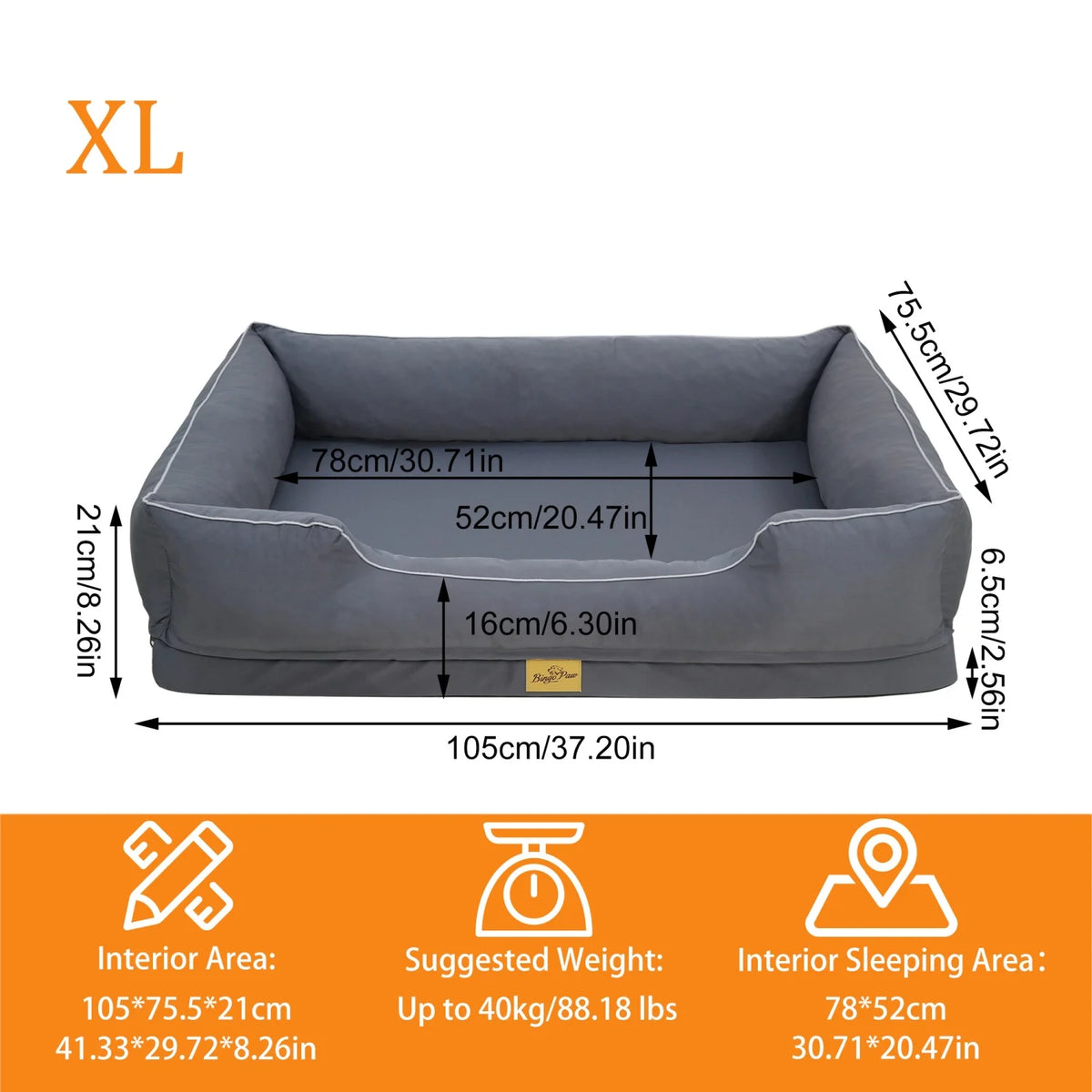 Bingopaw Orthopedic Dog Sofa Bed With Washable Cover