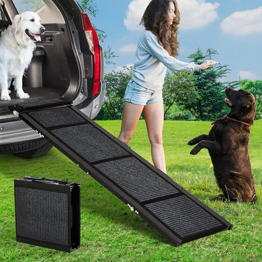 HiMISS Folding Car Dog Ramp Large Dogs Non Slip Surface