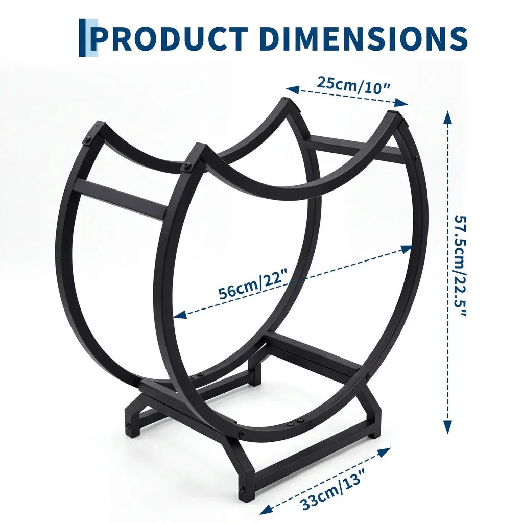 HiMiss Round Metal Firewood Rack For Indoor Outdoor Fireplace