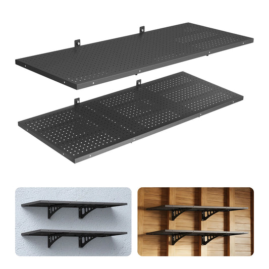 SucceBuy Heavy Duty Steel Wall Mounted Garage Shelving Rack