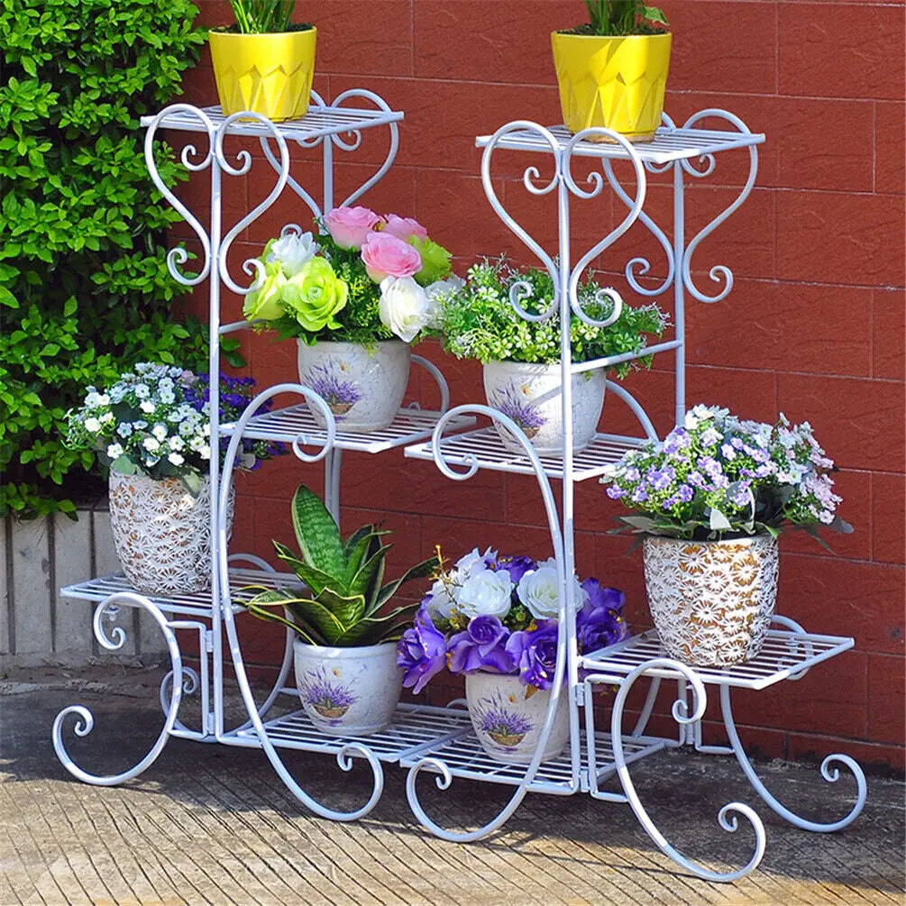 Versatile Metal Plant Stand Organizer For Garden And Patio