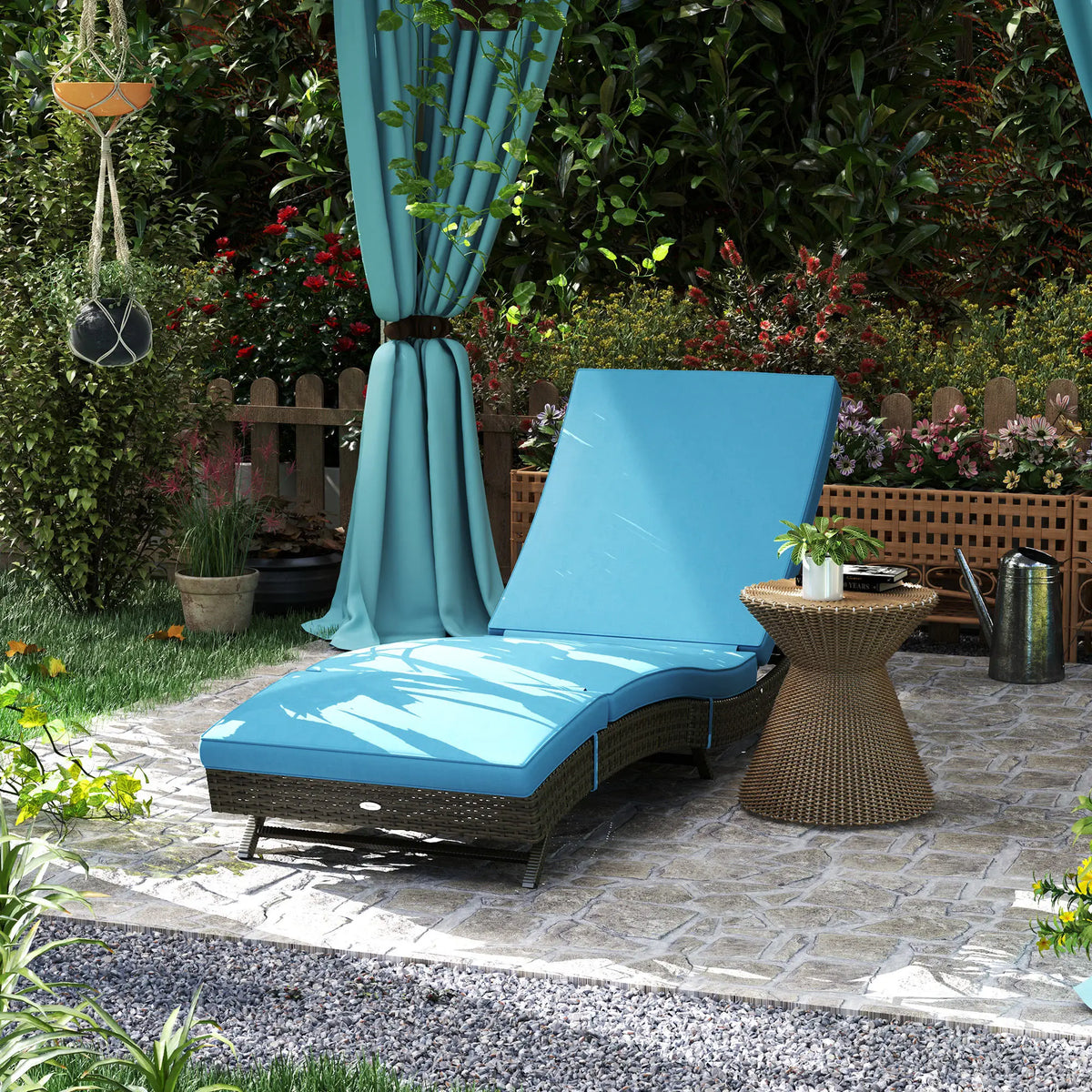 Outsunny Outdoor Reclining Lounge Chair With Wheels For Patio