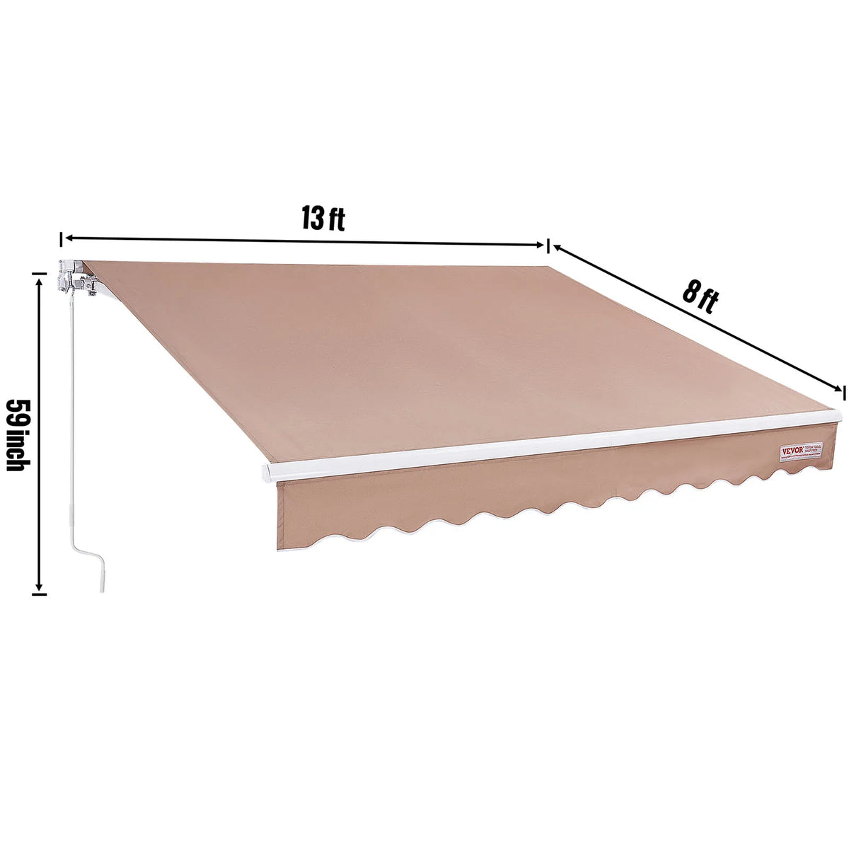 SucceBuy Manual Retractable Outdoor Awning With Water Resistant Polyester
