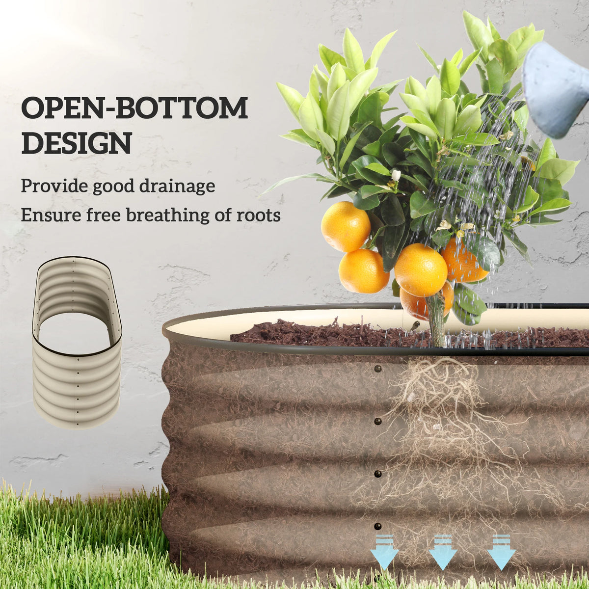Outsunny Galvanized Metal Raised Garden Bed Planter Box