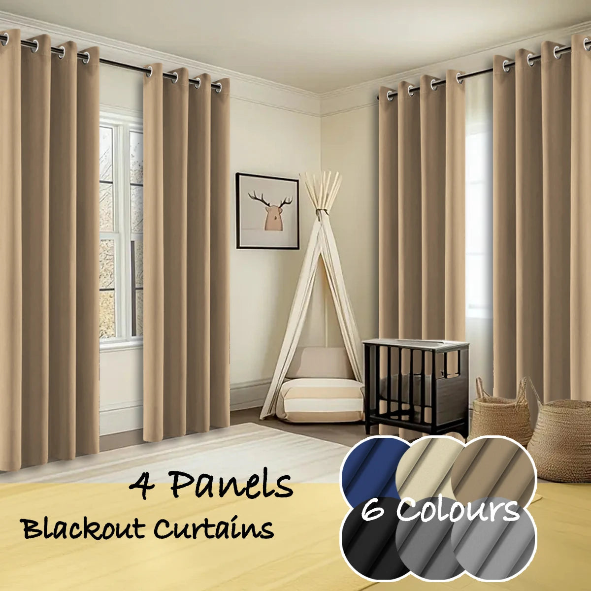Premium Thermal Insulated Blackout Curtains With Decorative Rings