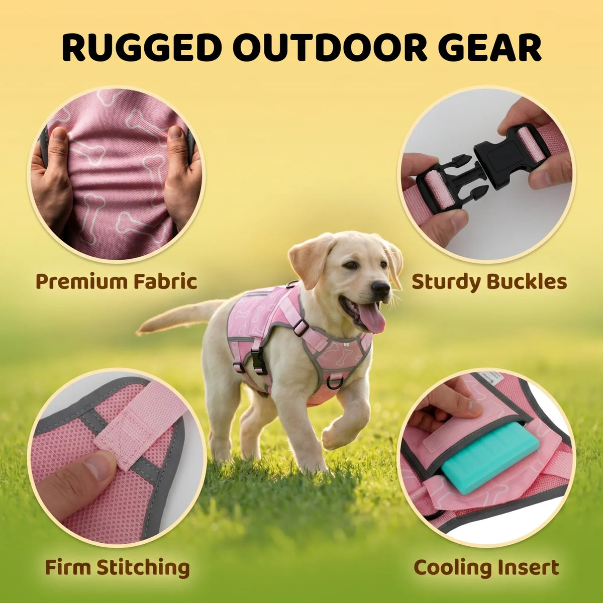 Professional Pet Dog Cooling Vest Harness Jacket With Cooling Packs