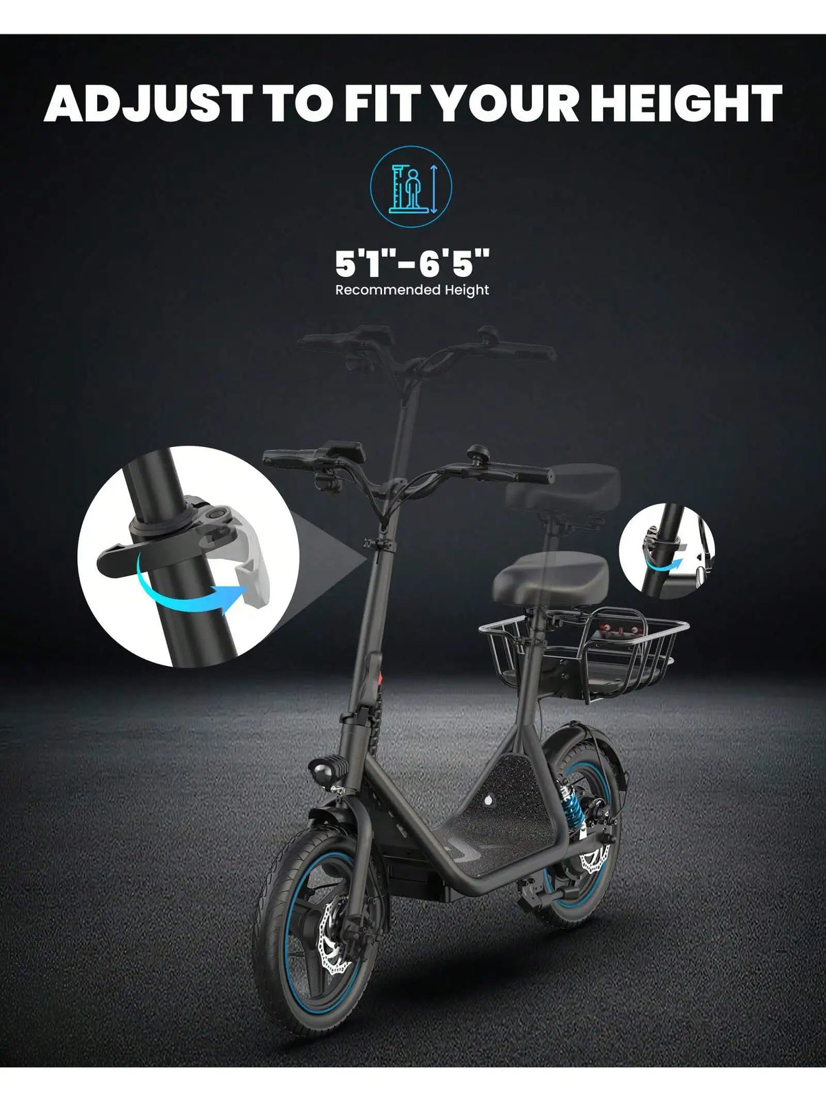 Gyroshoes 650W Adult Electric Scooter With Seat And Dual Suspension