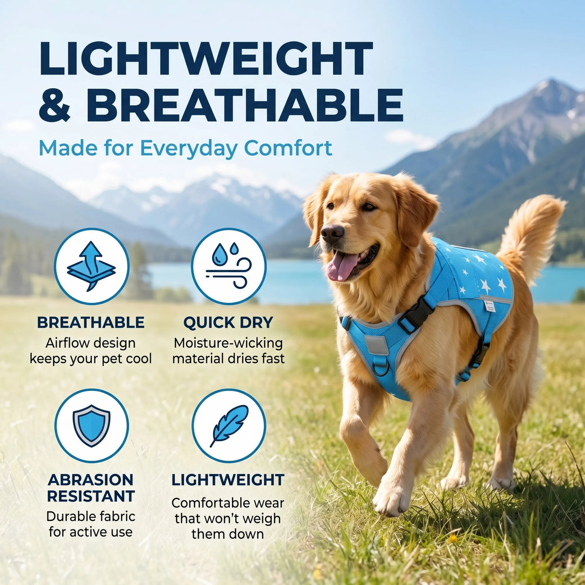 Professional Pet Dog Cooling Vest Harness Jacket With Cooling Packs