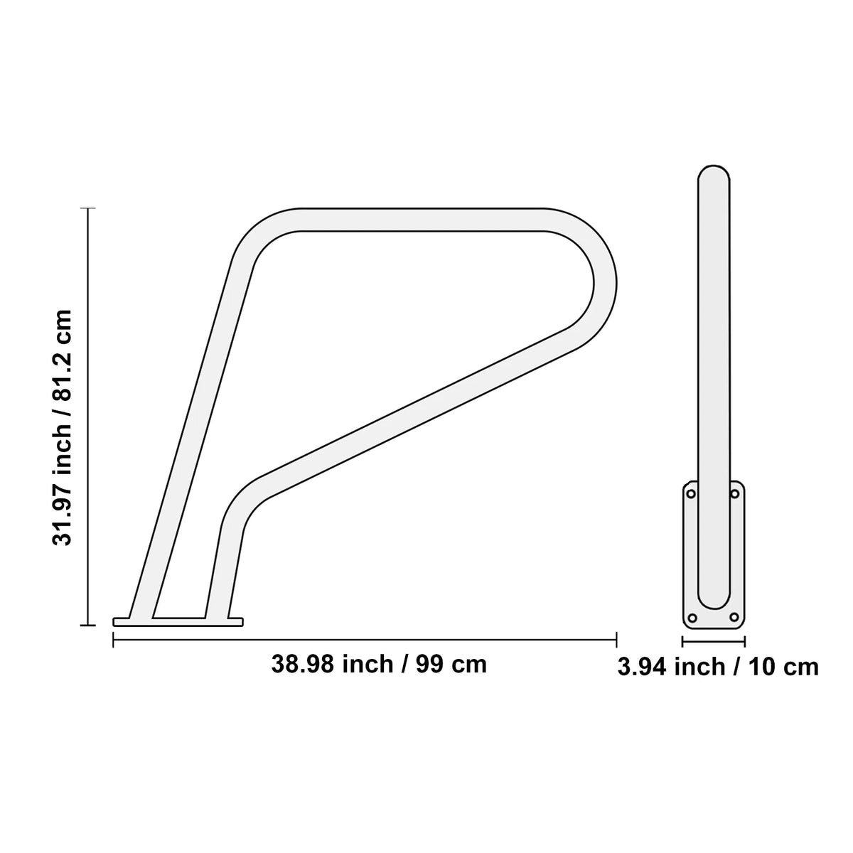 SucceBuy Stainless Steel Pool Handrail With Base Plate For Decks