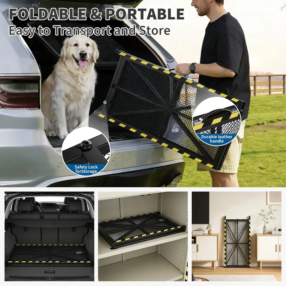 HiMISS Collapsible Dog Ramp For Vehicles With Carry Handle