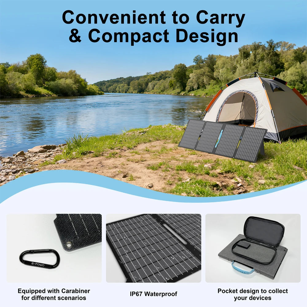 E-PowO 60W Foldable Portable Solar Panel And Waterproof Charger