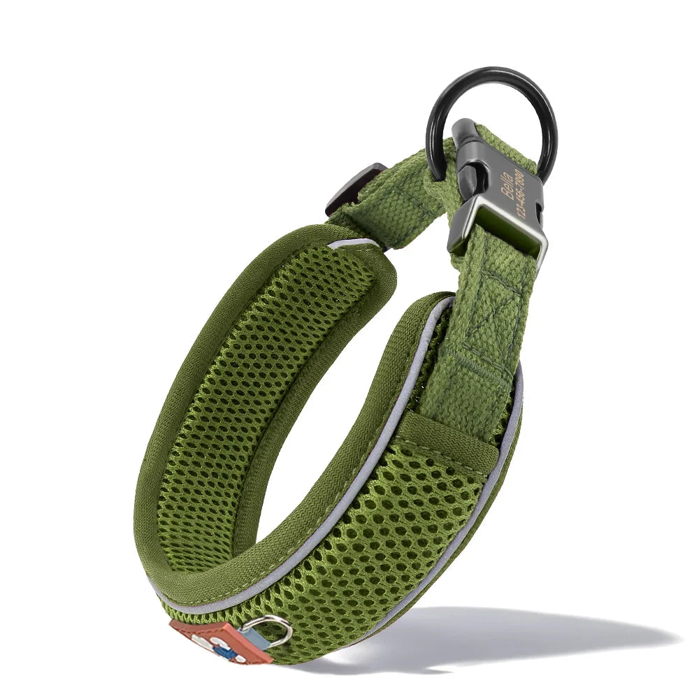 Personalized Mesh Dog Collar With Free Engraving And Reflective Design