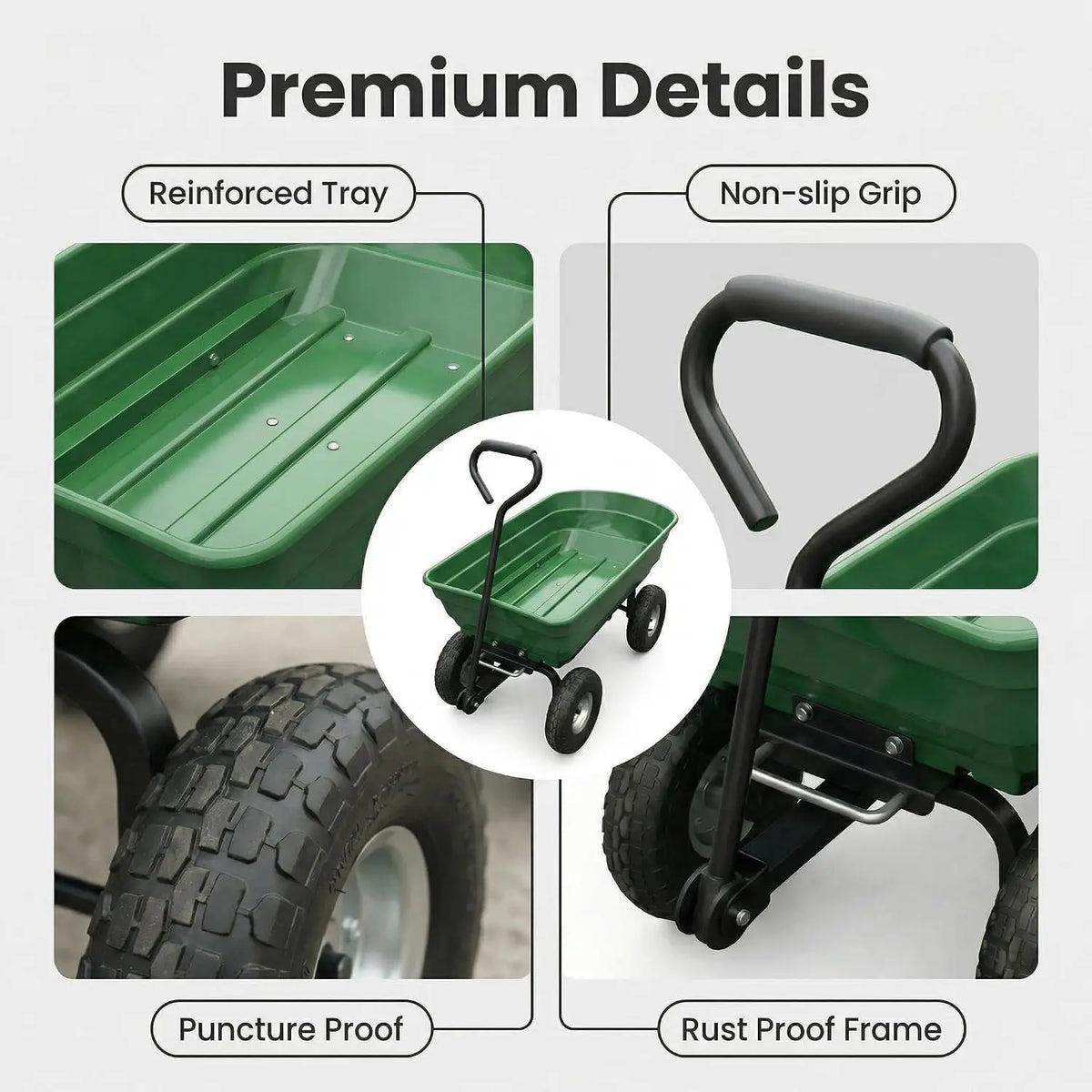 Garvee Heavy Duty Four Wheel Garden Utility Dump Cart