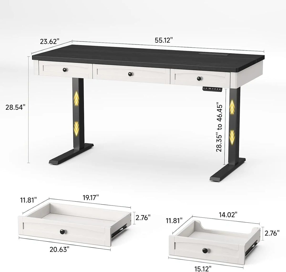 Onbrill Electric Height Adjustable Standing Desk With Drawers