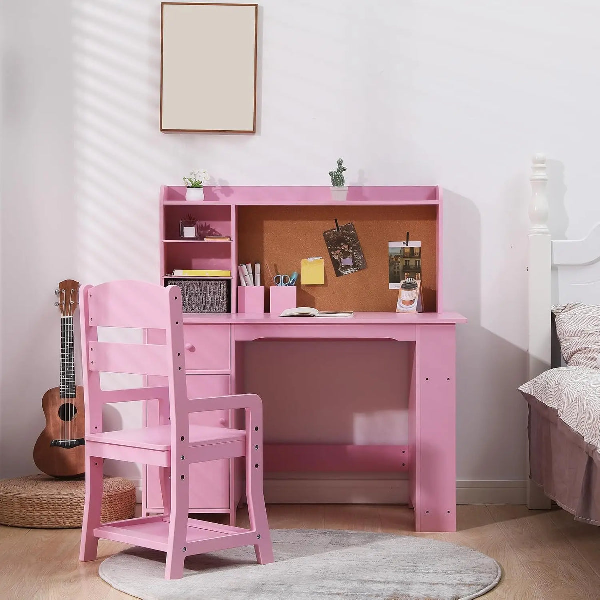 HiMISS Wooden Kids Desk And Chair Set With Storage