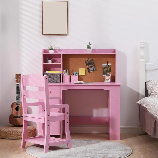 HiMISS Wooden Kids Desk And Chair Set With Storage