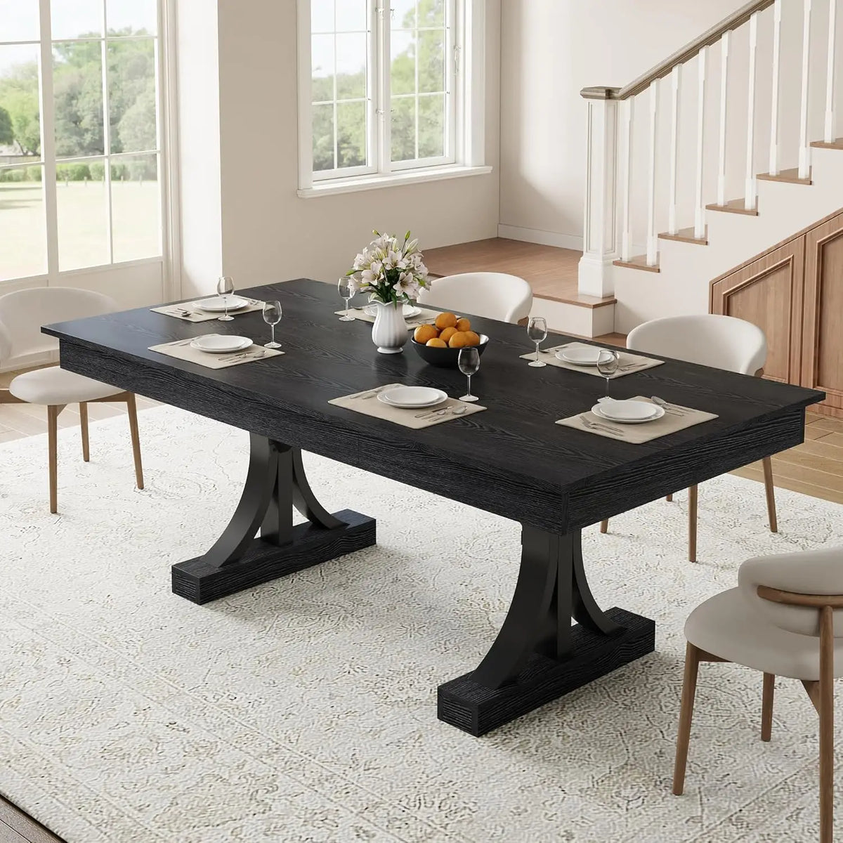 HiMISS Industrial Dining Table With Dual Storage Drawers