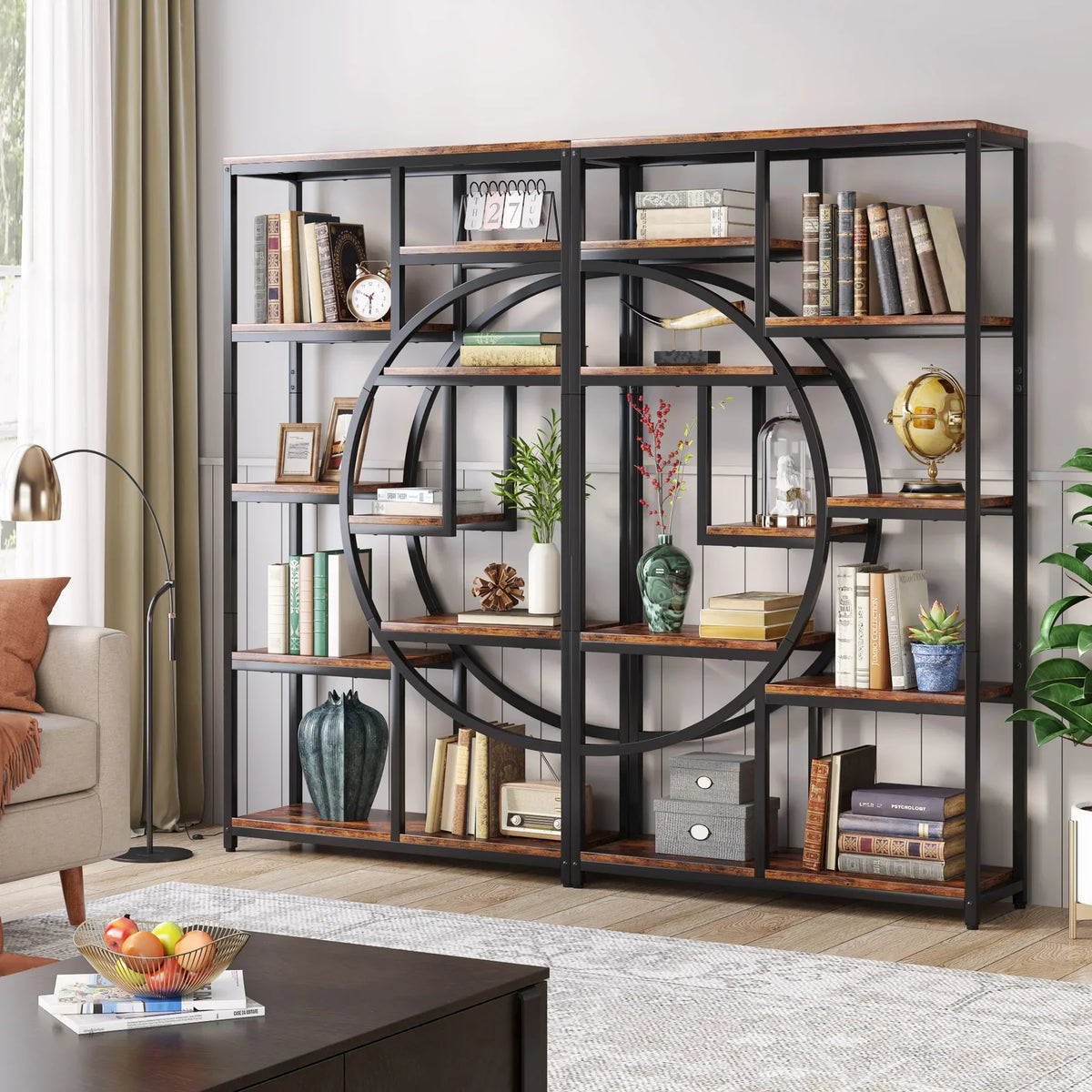 Tribesigns Industrial 5 Tier Etagere Bookcase Freestanding Storage Shelf